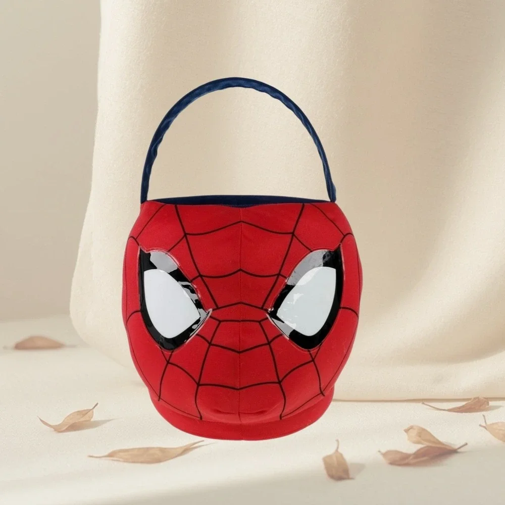 Marvel Spiderman Plush Basket Red Blue Superhero Halloween Easter Candy Pail NWT